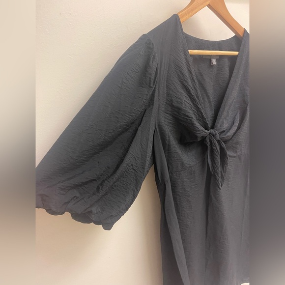 Next Black Tie Front Puff Sleeve Mini Dress size us12 - Picture 8 of 11